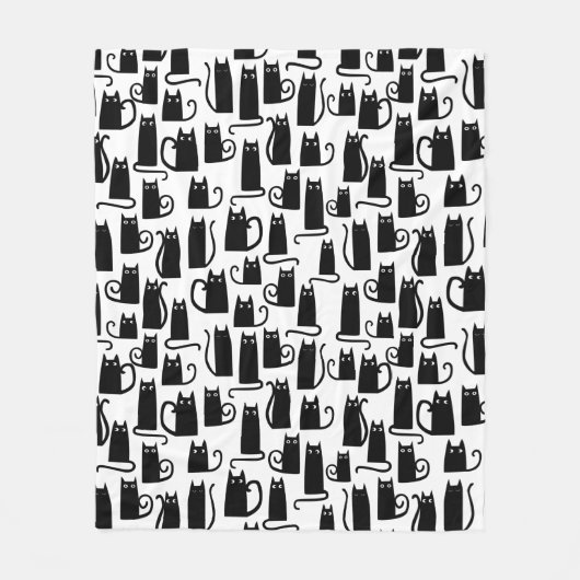 Cute Black Cat Fleece Deken (Voorkant)