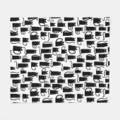 Cute Black Cat Fleece Deken (Voorkant (Horizontaal))