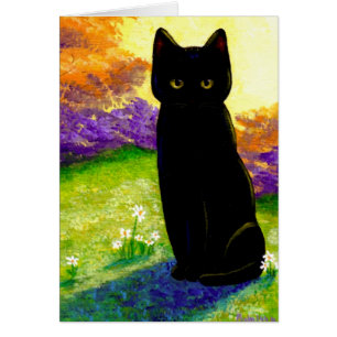 Cute Black Cat Flowers Funny Creationarts