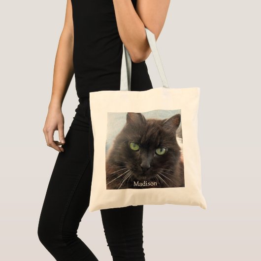 Cute Black Cat Foto gepersonaliseerd Tote Bag (Voorkant (product))