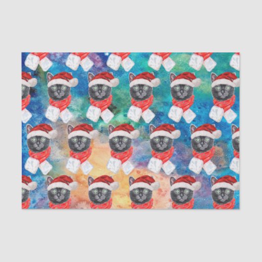 Cute Black Cat Funny Christmas Holidays Tissuepapier (Voorkant)