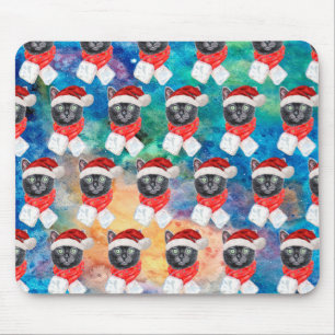 Cute Black Cat Funny Feestdagen voor kerstmis Muismat