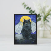 Cute Black Cat Gargoyle Halloween briefkaart (Staand voorkant)