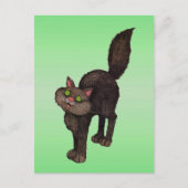 Cute Black Cat Green Eyes Briefkaart (Voorkant)