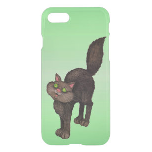 Cute Black Cat Green Eyes iPhone SE/8/7 Hoesje