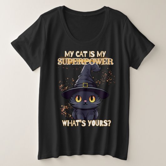 Cute Black Cat Grote Maat T-shirt (Design voorkant)