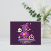 Cute Black Cat Halloween Briefkaart (Staand voorkant)