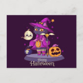 Cute Black Cat Halloween Briefkaart (Voorkant)
