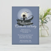 Cute Black Cat Halloween Costume Party Invitation Kaart (Staand voorkant)