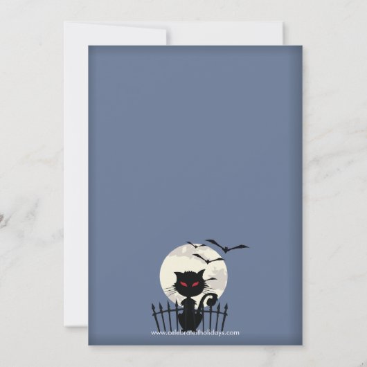 Cute Black Cat Halloween Costume Party Invitation Kaart (Achterkant)