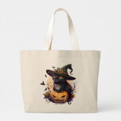 Cute Black Cat Halloween Grote Tote Bag (Achterkant)