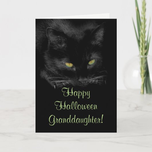 Cute Black Cat Halloween Kaart kleindochter (Voorkant)