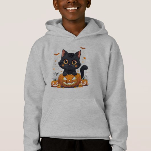 Cute Black Cat Halloween Kawaii Cat T-Shirt (Voorkant)