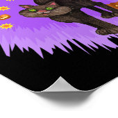 Cute Black Cat Halloween Paarse Star Burst Poster (Hoek)