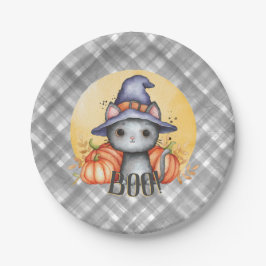 Cute Black Cat Halloween Papieren Bordje