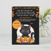 Cute Black Cat Halloween Party Invitation for Adul Kaart (Staand voorkant)