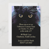 Cute Black Cat Halloween Party Invitation Kaart (Achterkant)
