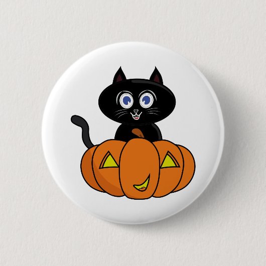 Cute Black Cat Halloween Ronde Button 5,7 Cm (Voorkant)