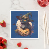 Cute Black Cat Halloween Servet (Insitu)