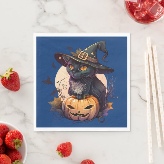 Cute Black Cat Halloween Servet (Insitu)