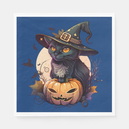 Cute Black Cat Halloween Servet (Voorkant)