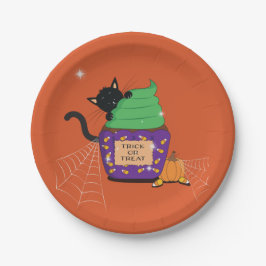Cute Black Cat Halloween Sinaasappel Paper Bord