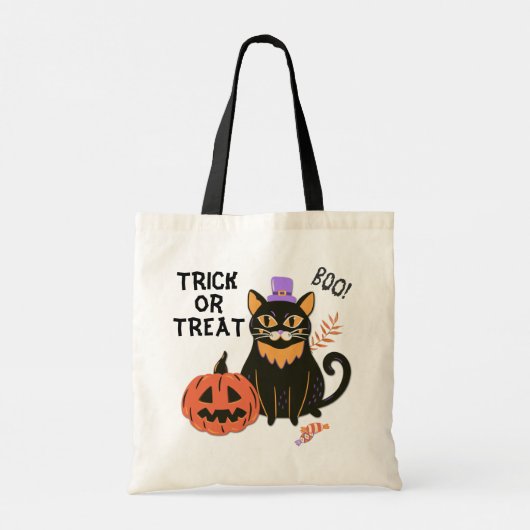 Cute Black Cat Halloween Trick or treat Tote Bag (Achterkant)