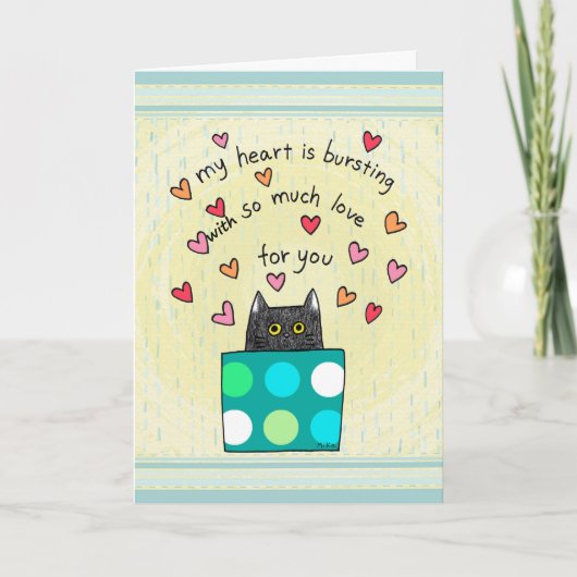 Cute Black Cat Hand Drawn Words Anniversary Kaart (Voorkant)