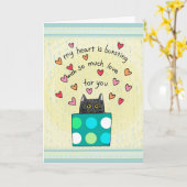 Cute Black Cat Hand Drawn Words Anniversary Kaart (Gele Bloem)
