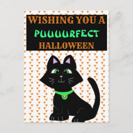 Cute Black Cat Happy Halloween Briefkaart