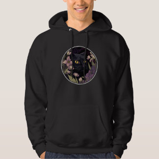 Cute Black Cat Hiding in Spring Flowers Aesthetic Hoodie