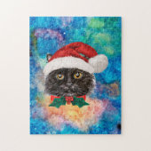 Cute Black Cat Holiday kerstcadeautjes Legpuzzel (Verticaal)