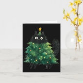 Cute Black Cat In Christmas Tree Cat Lover Holiday Kaart (Gele Bloem)