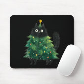 Cute Black Cat In Christmas Tree Cat Lover Holiday Muismat (Met muis)
