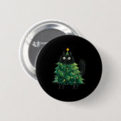 Cute Black Cat In Christmas Tree Cat Lover Holiday Ronde Button 5,7 Cm (Voorkant /achterkant)