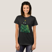 Cute Black Cat In Christmas Tree Cat Lover Holiday T-shirt (Voorkant volledig)