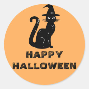 Cute Black Cat in een Pet Halloween Kinder Ronde Sticker