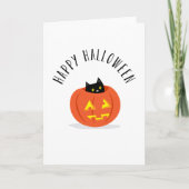 Cute Black Cat in Jack O Lantern Happy Halloween Kaart (Voorkant)
