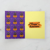 Cute Black Cat in Pumpkin Halloween Kaart (Binnen)