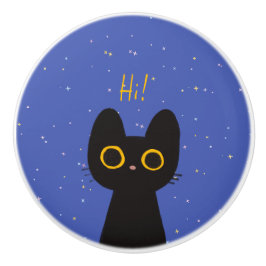 Cute Black Cat Keramische Knop
