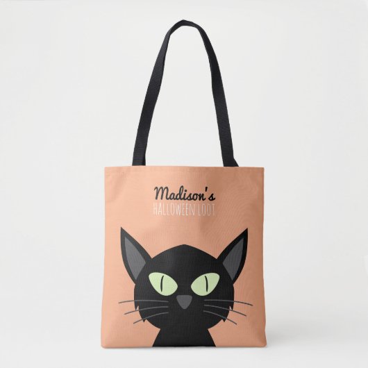 Cute Black Cat Kinder Halloween Tote Bag (Voorkant)