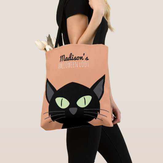 Cute Black Cat Kinder Halloween Tote Bag (Dichtbij)