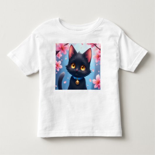 Cute Black Cat Kinder Shirts (Voorkant)