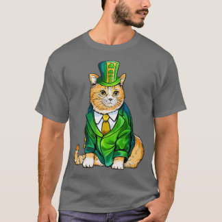 Cute Black Cat Leprechaun Pet Funny Irish St Patri T-shirt