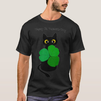 Cute Black Cat Leprechaun Pet Funny Irish St Patri T-shirt