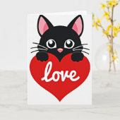 Cute Black Cat Love Heart Card Kaart (Gele Bloem)