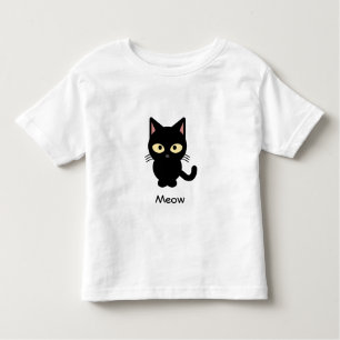 Cute black cat meow cartoon peuter shirt