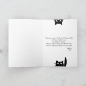 Cute Black Cat Meowy Christmas Greeting Card Kaart (Binnen)