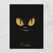 Cute Black Cat met Bright gele ogen Briefkaart (Voorkant)