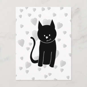 Cute Black Cat met hart. Briefkaart
